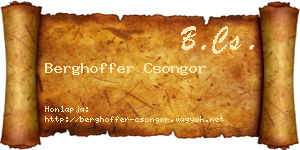 Berghoffer Csongor névjegykártya